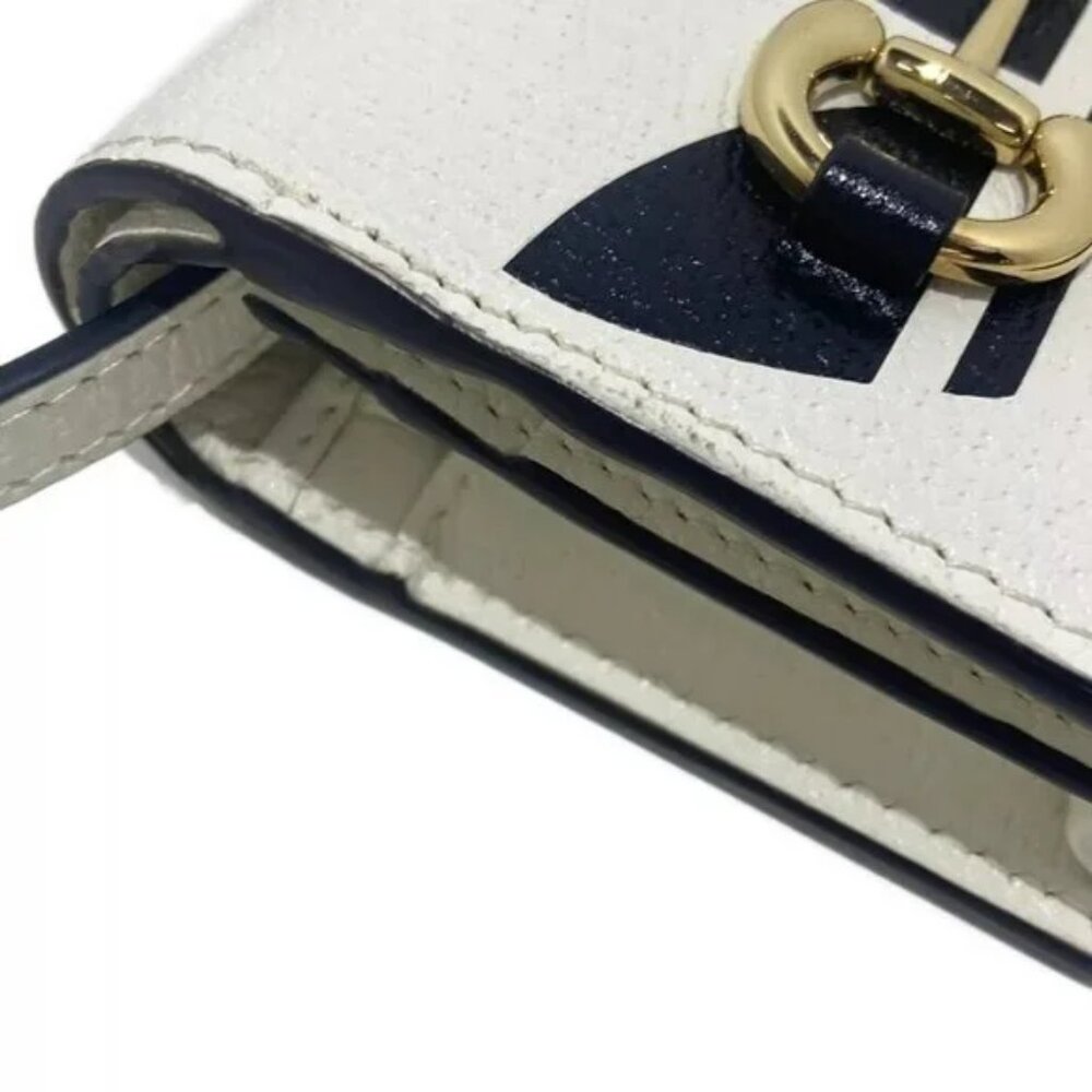 100% Authentic GUCCI Horsebit White Black Leather Other Style Wallet 1164-100724 - Picture 6 of 11
